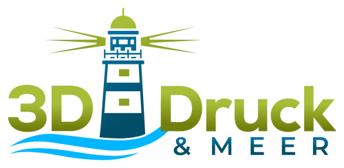 3D Druck & Meer – Logo mit Leuchtturm und Wellen