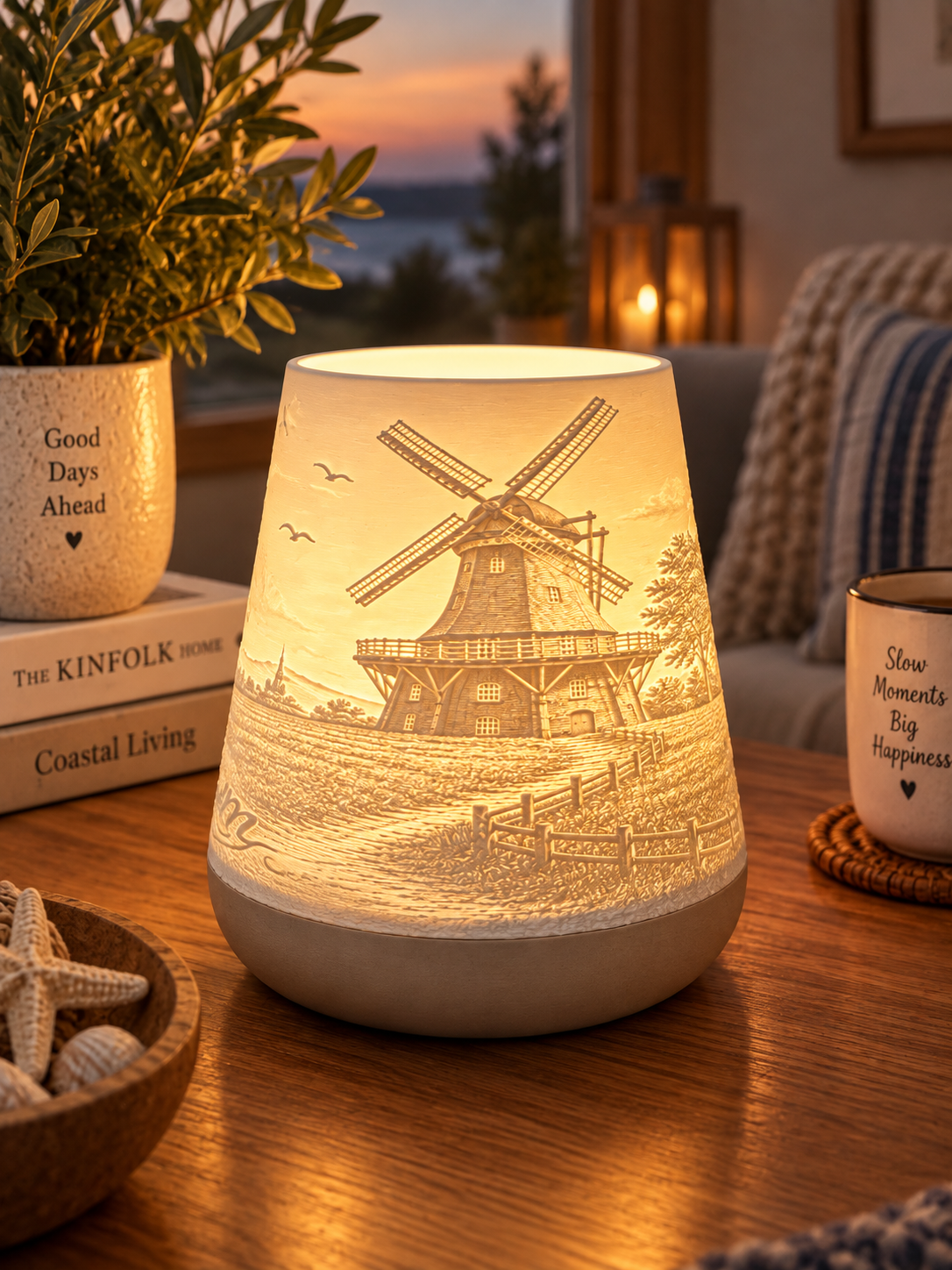 Windlicht Midlum – Lichtdeko mit Mühle und Kirche