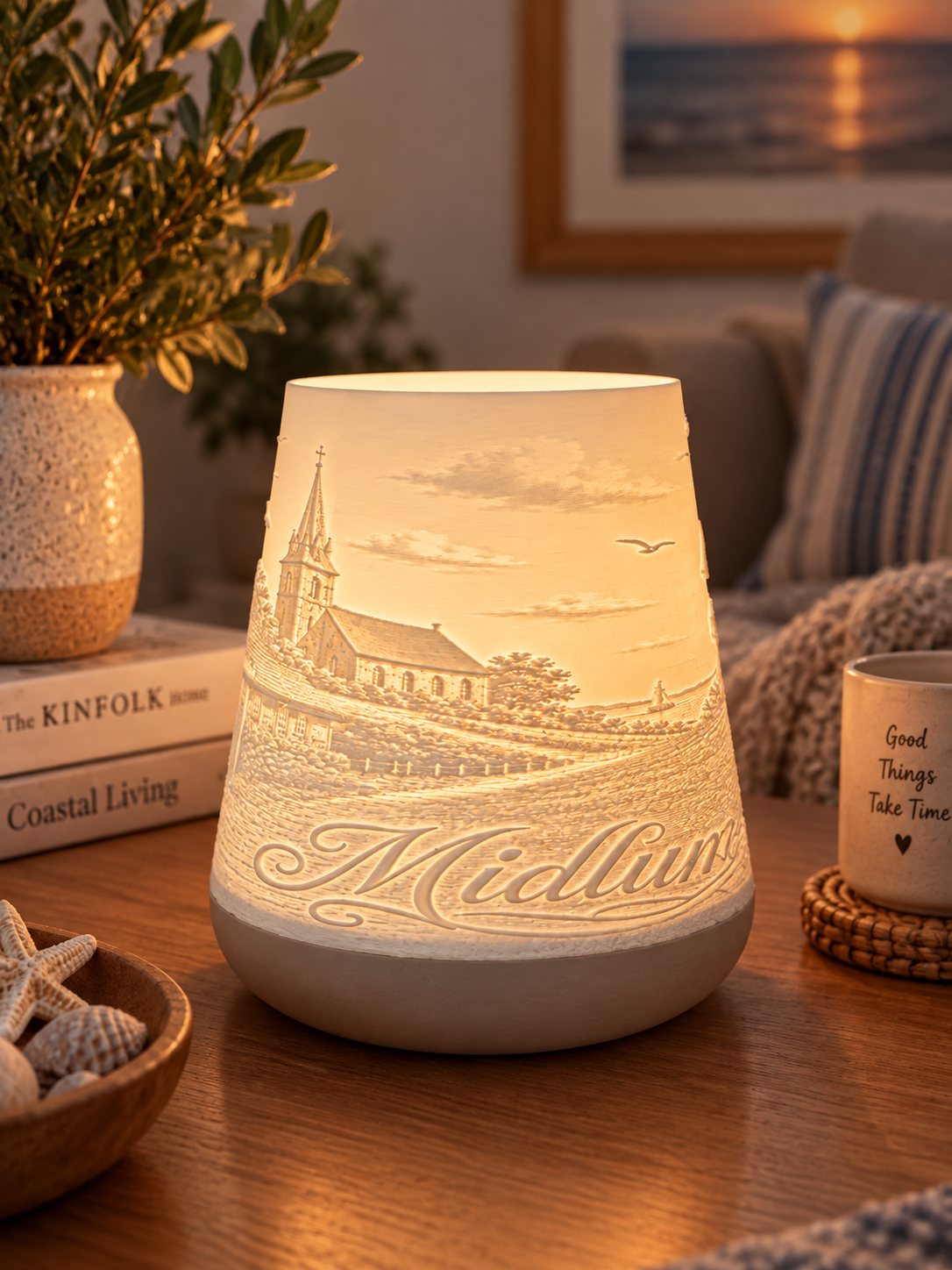 Windlicht Midlum – Lichtdeko mit Mühle und Kirche